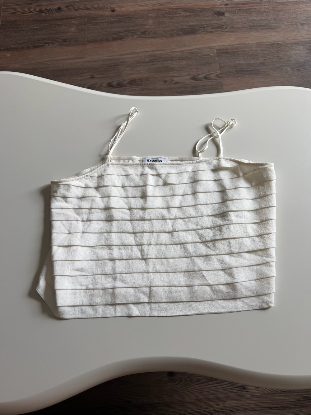 Express Cream/White Ribbed Stripe Cami Tank